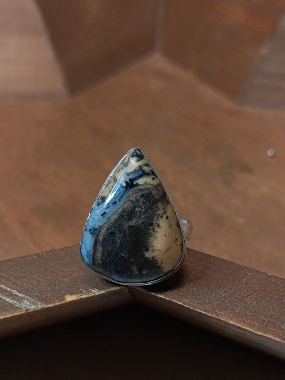 Teardrop Dendrite Stone Ring